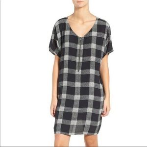 Madewell Black Zip Front Plaid Dress Buffalo Check